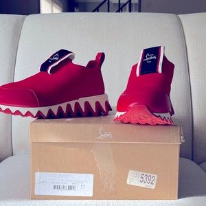 Christian Louboutin sz 7 red women’s Tiketa Run slip on trainer